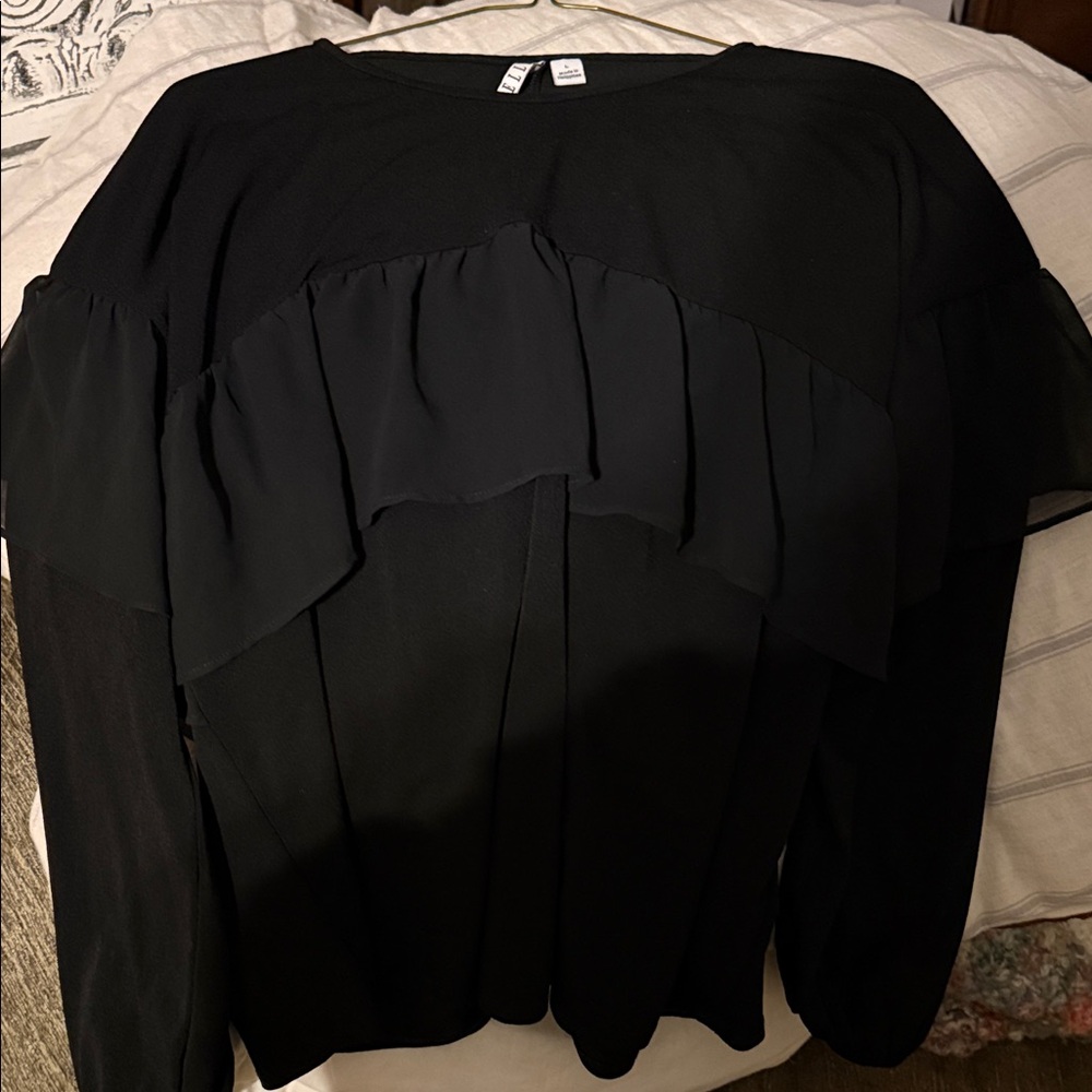 Elle Black Ruffle Blouse